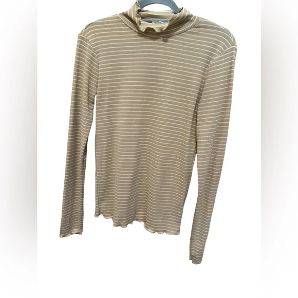 NWOT Bohme | Essential Striped Tan Mock Neck (S) - Picture 2 of 5